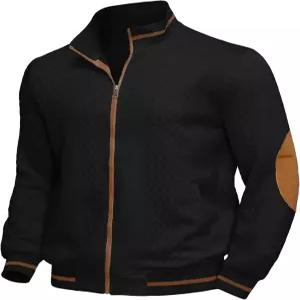 리스크롤 남성 경량 재킷 자카드 풀 집 스탠드 칼라 캐주얼 스타일리시 봄버 바시티 코트