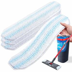 AIR U+ O Cedar H2prO 플랫 대걸레 시스템용 교체 패드, 4팩 세탁기 세탁 가능, 재사용 가능한 극세사 헤드 교체품, O-Cedar 리필용, 모든 바닥 유형에 사용