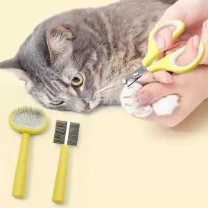 강아지 고양이 미용도구 3종세트셀프 애견 발톱깎이 가위 털빗 죽은제거 클리퍼 펫가위 엉킨 슬리커브러쉬