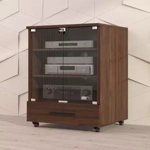 원목 거치대 유리 턴테이블 문 오디오랙 장식장 오디오