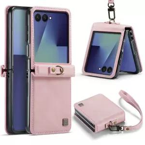 EYZUTAK 삼성 갤럭시 Z 플립 7용 가죽 케이스, 레트로 매트 프리미엄 PU 케이스 및 내구성 있는 PC 내부 쉘