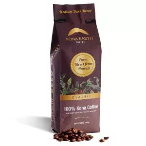 코나 어스 - 100 커피 클래식 미디엄 다크 로스트 통콩 1파운드(16온스) 농장 직통 정통 하와이안 원두