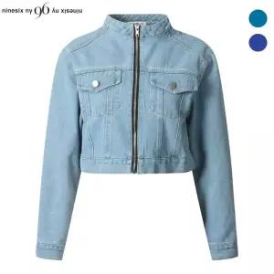 백화점 나인식스뉴욕 차이나넥 크롭 데님 자켓 NP3JK003M0