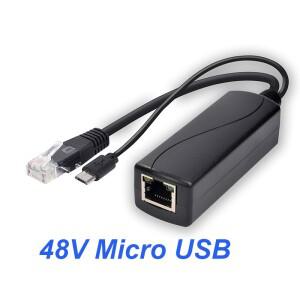 HKBTM POE 분배기 48V ~ 5V 12V 마이크로 USB tpye-C Jack 전원 공급 장치 Huawei 호환  Hikvision Bobcat