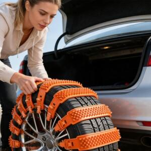 10개 타이어 체인, 범용 비상 타이어 체인, 조절 가능한 미끄럼 방지 스트랩, 스트랩 고정 기능 포함, 눈과