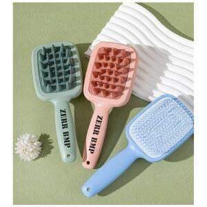[미국배송] ZERRBMP 롱핸들 헤어 빗 큰 이빨을 가진 양면 실리콘 마사지 부드러운 엉킴 제거(파란색)