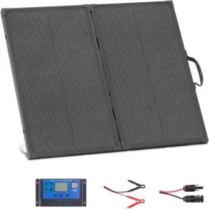 프레임이 있는 VEVOR 100W 접이식 태양광 패널 16BB N형 휴대용 단결정 충전기 효율 24 IP67 방수 및 30A