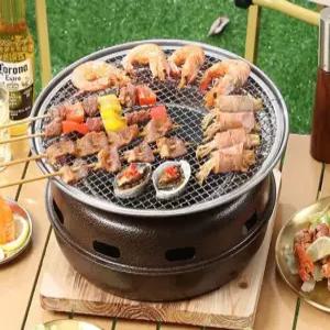 숯불 화로 그릴 원형 숯불화로 캠핑 미니 석쇠 불안나 일본식 바베큐그릴 화덕 가정용 장작