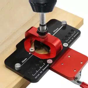 호환  목공 구멍 드릴링 가이드 로케이터 고정 장치가 있는 힌지 보링 지그 알루미늄 플라스틱 구멍 오프너