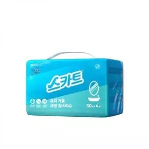 스카트 유리거울 세정티슈 캡형 30매 x 4팩 / 유리창 거울얼룩 주방물때 휴대폰청소 물티슈