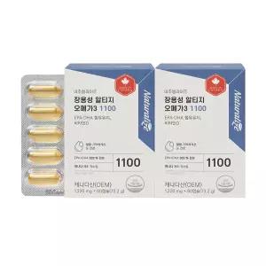 (정품) 4개월 네추럴라이즈 장용성 알티지 오메가3 1100 캐나다산 60캡슐, 2개