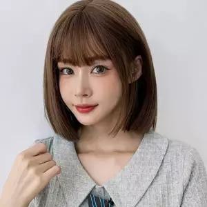 여성 단발 데일리 내추럴 일자 통가발 짧은 패션