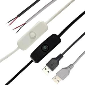 1개 5V 스위치 전원 공급선 1.5M USB 수컷에서 2코어 연결 케이블 501 버튼 ON OFF 2A LED 스트립 램프 전
