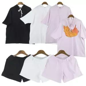 여우 오버핏 반팔 후드 세트 트레이닝 복트레이닝 홈웨어 이지웨어