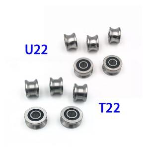 V그루브 U 롤러 휠 볼 베어링 T-U-22 U22 T22 8mm 도르래 8x22.5x14.5x13.5mm 로트당 5개