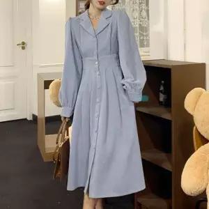 코듀로이 뒷밴딩 카라넥 롱 원피스 HH-E17