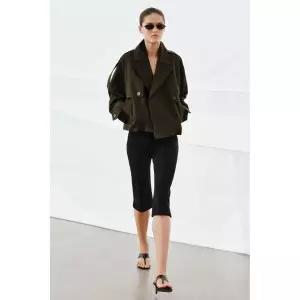 ZARA ZW 컬렉션 워터프루프 숏 트렌치 코트 - 다크 카키