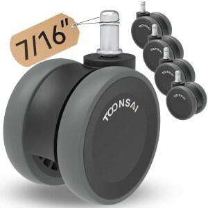 툰사이 사무실 책상 의자 바퀴 교체, 카펫 3인치 스템 7/16-7/8 가구용 컴퓨터 게이밍 캐스터 하드우드 하드 플로어 타일 매끄럽고 안전한 조용한 롤링 660LB