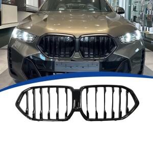 BMW X6 G06 20232025 글로스 블랙 싱글 슬랫 프론트 그릴 글로시 메쉬 스타일 업그레이드 외장 자동차 부품