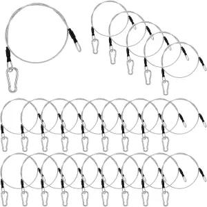 24개의 1/8인치 스테이지 라이트 케이블 DJ 장비용 카라비너 잠금 장치가 있는 2.1피트 안전 스테인리스