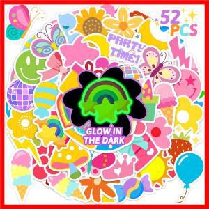 50Pcs 어둠 속에서 빛나는 귀여운 무지개 캔디 스티커 자체 접착 방수 데칼 스케이트 보드 병 어린이 장식