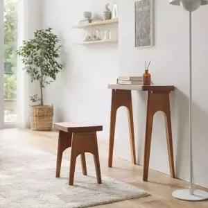 리코 소나무원목 타원형 800 콘솔 테이블 스툴세트