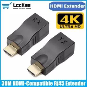 HDMI리피터 LccKaa HDMI to RJ45 연장기 컨버터 리피터 30M 연장 케이블 CAT5e Cat6 네트워크 이더넷 LAN H