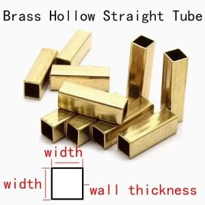 KcazIYcw 1개 100mm-500mm 길이 25mm25mm 너비 1.2mm 벽 두께 황동 사각 파이프 중공 직관 큐브 관통 홀 C