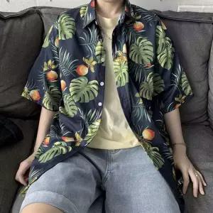 여름 하와이안 꽃무늬 야자수 셔츠 DK-0336 IWM7+4xBA