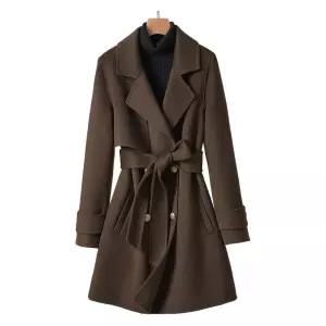 여성 하프코트 양모 울 캐주얼 핸드메이드 아우터 여자 겨울 반코트