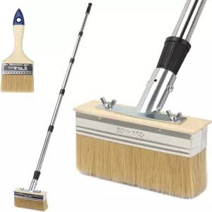 긴 손잡이가 있는 데크 얼룩 브러시 59인치 익스텐션 폴 도포기 6인치 와이드 얼룩용 페인트 야외 목재