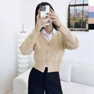 패션스타일 플랜 여자 버튼브이 가디건