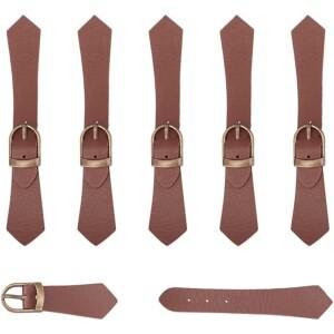 6세트 가죽 바느질 온 토글 클로저 브라운 호환 PU 스냅 더플 자켓 버클 금속 걸쇠 패스너에