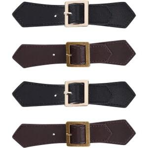 4세트 가죽 바느질 온 토글 클로저 블랙 & 브라운 호환 PU 스냅 더플 자켓 버클 금속 걸쇠에