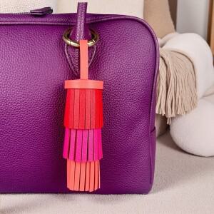 수제 보헤미안 가죽 태슬 - 가방 및 열쇠용 고급스러운 두꺼운 프린지와 대형 금속 링 PU 선물용으로 완벽