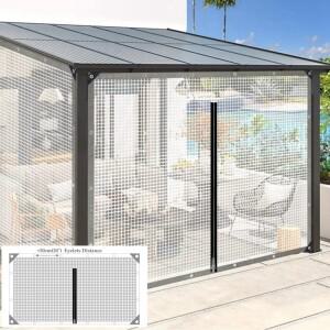 0.35MM 메쉬 그리드 강화 PE 방수포 지퍼형 발코니 스크린 파고라 가제보 덮개