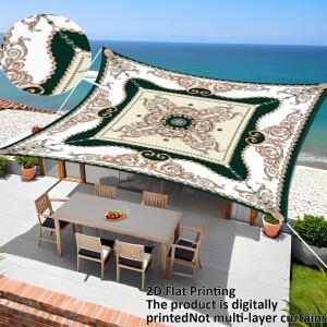 1개 다크 그린 & 골드 바로크 패턴 야외 캐노피 휴대용 사계절용 그늘막 (정원/파티오/파티/해변/피크닉/정