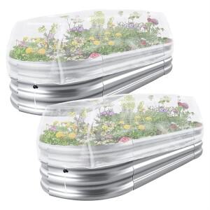 정원 보호를 위한 높이 조절 가능 화단용 그물망  끈이 달린 2개의 직사각형 메쉬 식물 커버