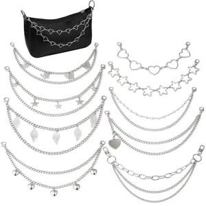 다층 금속 체인 스트랩 DIY 개성 나비 하트 별 펜던트 숄더백