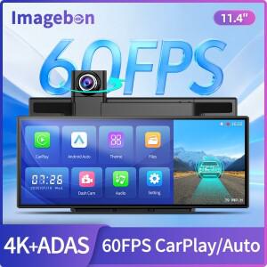 Imagebon 카플레이 안드로이드 오토 60 FPS H70 Plus 11.4'' 4K ADAS 블랙박스 무선 듀얼 레코딩 야간 투시