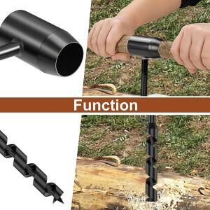 핸드 우드 펀치 수동 오거 드릴 부시 크래프트 탄소강 휴대용 호환 생존 비트 야외 확장