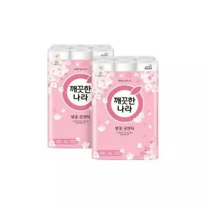 당일발송 깨끗한나라 벚꽃 로맨틱 27m 30롤 2팩 1267250