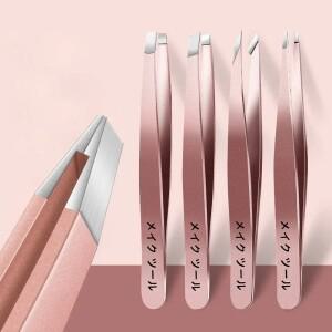 4피스 세트 전문 핀셋 세트 눈썹 제거에 완벽함 찌꺼기 제거가 매우 쉽고 편안합니다.