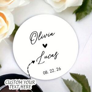 맞춤형 결혼 약혼 감사 선물 태그 예술적인 종이 스티커 흑백 선물 포장 장식