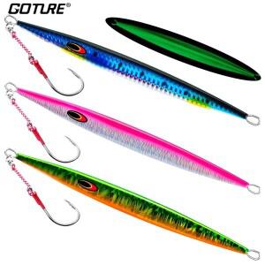 Goture 금속 스푼 낚시 미끼 1pc 100/200g 바다 수직 지그 리드 싱킹 인공 태클