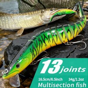 파이크 트롤링용 멀티 조인트 스윔베이트 워블러, 인공 하드 천천히 가라앉는 낚시 루어, 배스 165mm, 34g