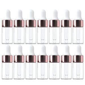 10/20pcs 미니 Dropper 병 유리 빈 에센셜 오일 아로마 테라피 로즈 골드 캡 피펫 1ml