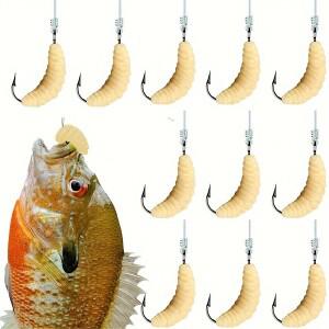 100pcs 고무 구더기 낚시 미끼 송어, 팬 물고기, Bluegill, 민물 세트에 대한 대량 Grubs