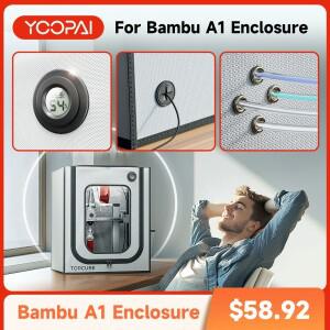 Yoopai 3D 프린터 인클로저 Bambu Lab A1 하우스 커버 LED 조명 일정한 온도 대형 550x600x670mm