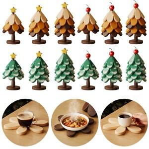 새로운 나무 크리스마스 트리 코스터, 그릇, 찻주전자, 음료, 접시용 모양 받침대, 천연 가정 테이블 장식